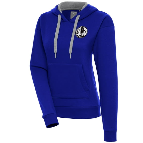 Women's Antigua  Blue Dallas Mavericks Brushed Metallic Victory Pullover Hoodie