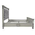 thumbnail image 3 of 90''L X 68''W X 72''H Queen Bed, Gray Fabric & Mirrored Wiith Raised Geometric Trim & Sunburst Motifs, 3 of 5