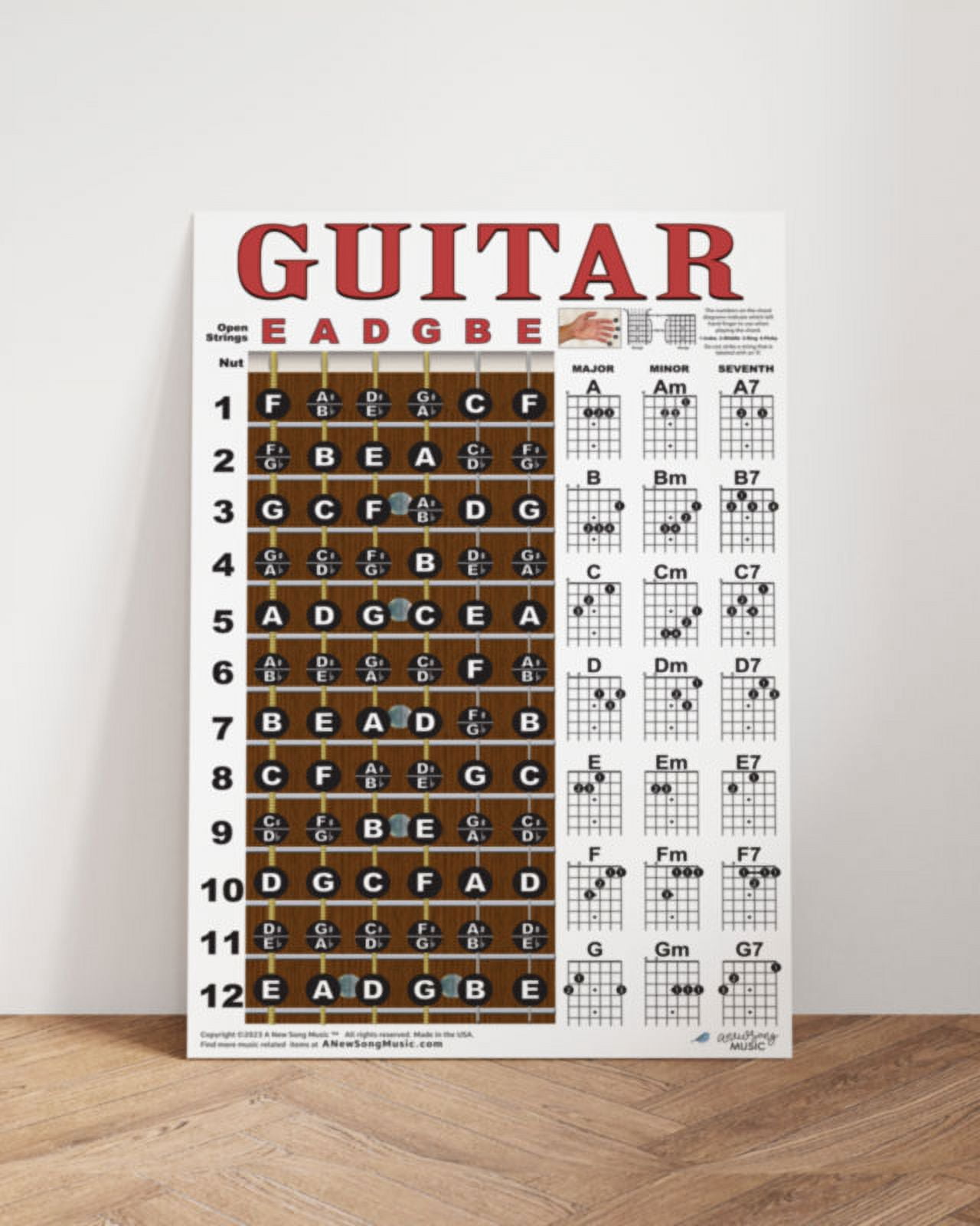Laminated Guitar Chord Fretboard and Note Chart, Qatar | Ubuy