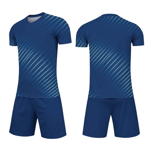 LJEFF Kids 2PC Soccer Uniform Set, Short Sleeve Summer Quick Dry Elastic Waist Boy Sports Outfit Navy Size 13 T