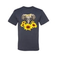 thumbnail image 2 of Elephant Sunflower Cute Love Animal Lover Men's Graphic T-Shirt, Vintage Heather Navy, Large, 2 of 3