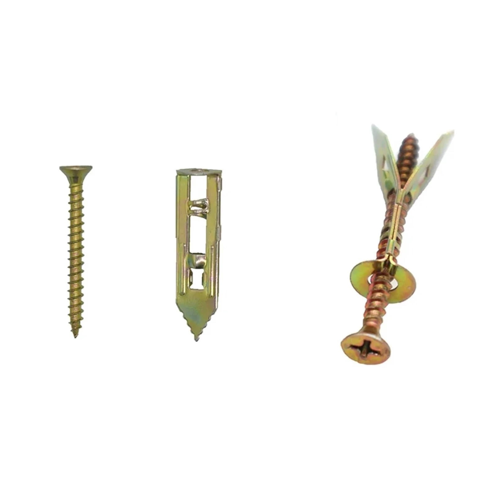 100/200pcs Self Drilling Drywall Anchors with Screws, 12X40mm Heavy Duty Metal Expansion Nail & Self-Tapping Screw Kit for Drywall