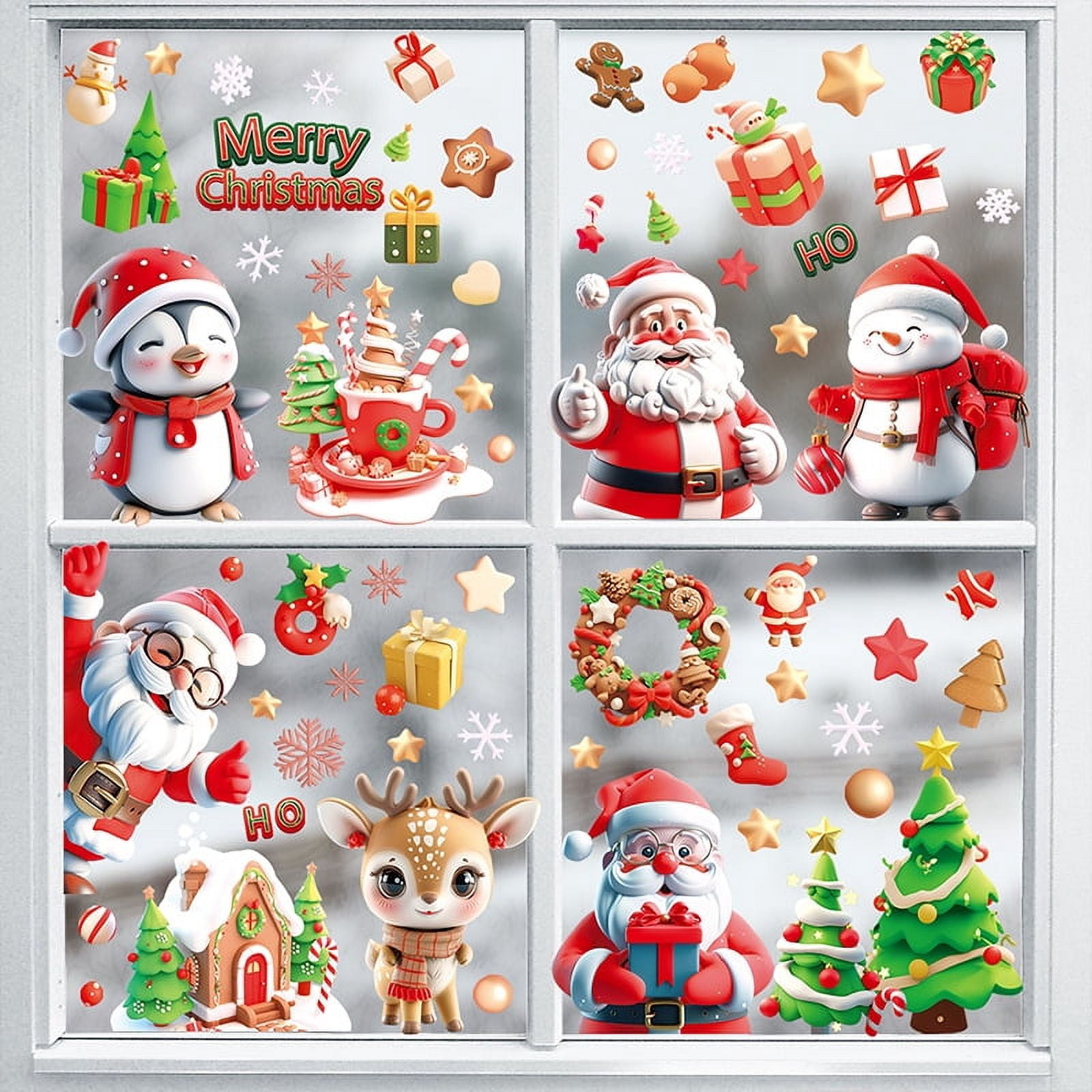 155 PCS Christmas Snowflake Window Stickers - Xmas Holiday White Winter Christmas Window Decorations Ornaments(9 Sheets)