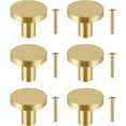 thumbnail image 1 of 6 Pcs Boutons de Meubles Ronds, Bouton de Tiroir en Laiton Massif, Poignée de Meuble de Placard, Poignée de Porte Dorée pour Placard, Poignée de Meuble Dorée, Trou Unique avec 6 Vis pour Commode Garde-Robe, 1 of 5
