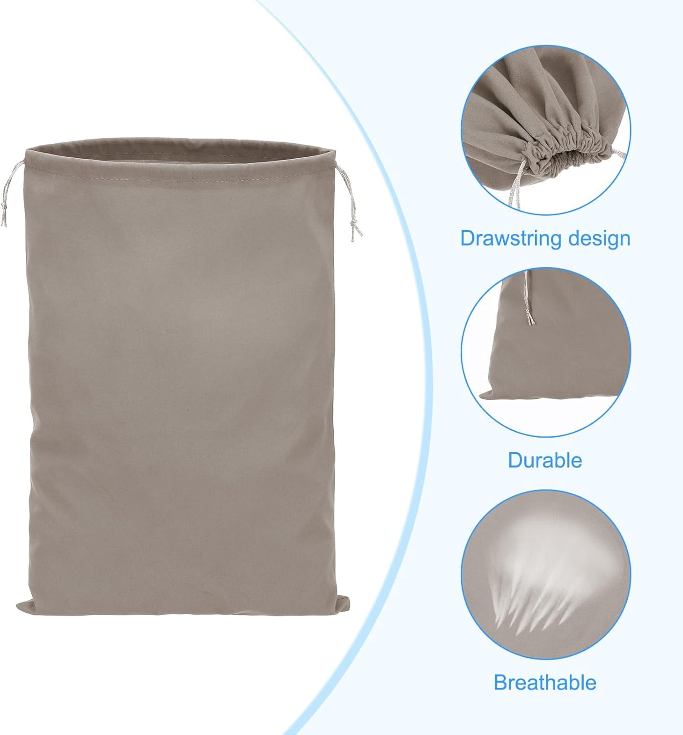 Shoe Dust Bag, 2 Pack Duster Flannel Shoes Pouch with Drawstring Washable Breathable Travel Shoe Bags for Home Luggage Storage, 12x17" Gray