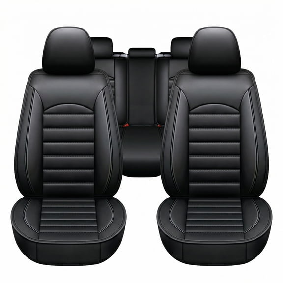 Car Seat Covers Full Set, 5 Seats Faux Leather Front and Back Protectors, Breathable Universal Fit Most Sedans SUV