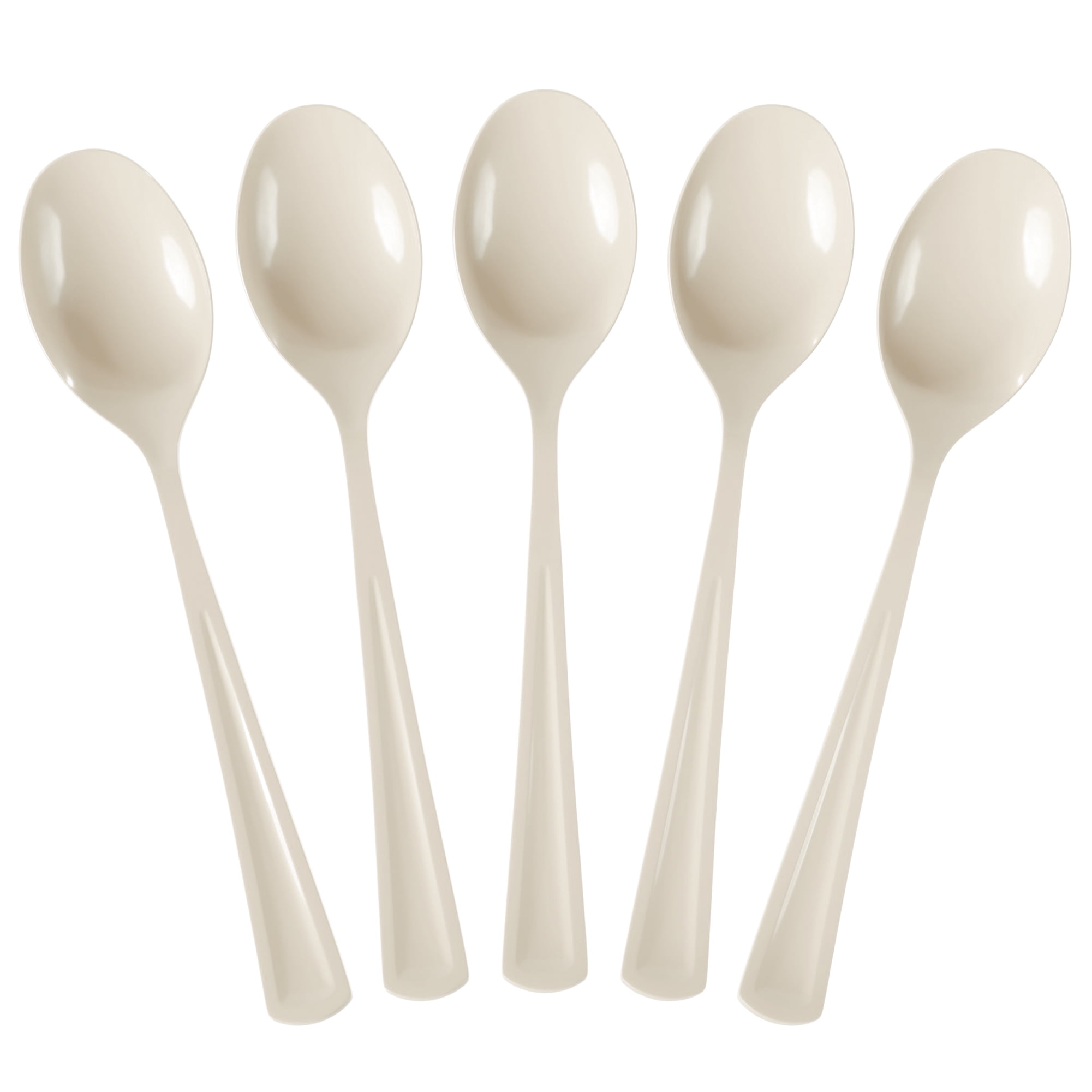 100 Count Heavy Weight Disposable Plastic Ivory Spoons by Exquisite