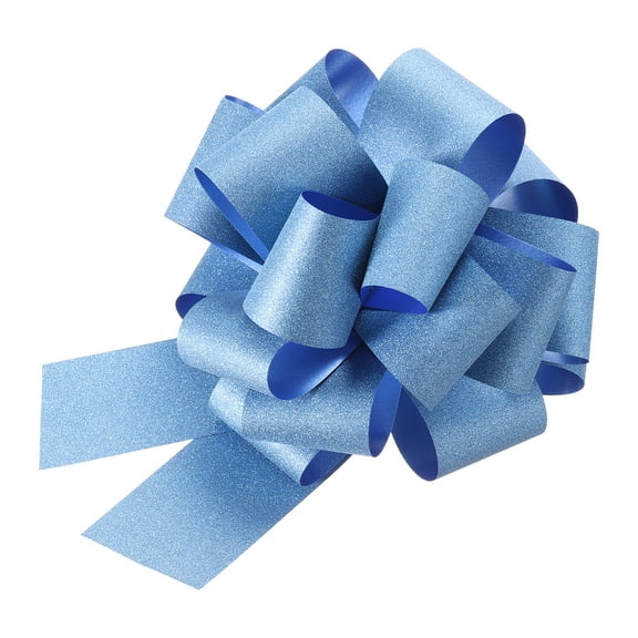 Uxcell 5pcs 4 Inch Large Pull Bow Glitter Gift Wrapping Bows Light Blue for Party