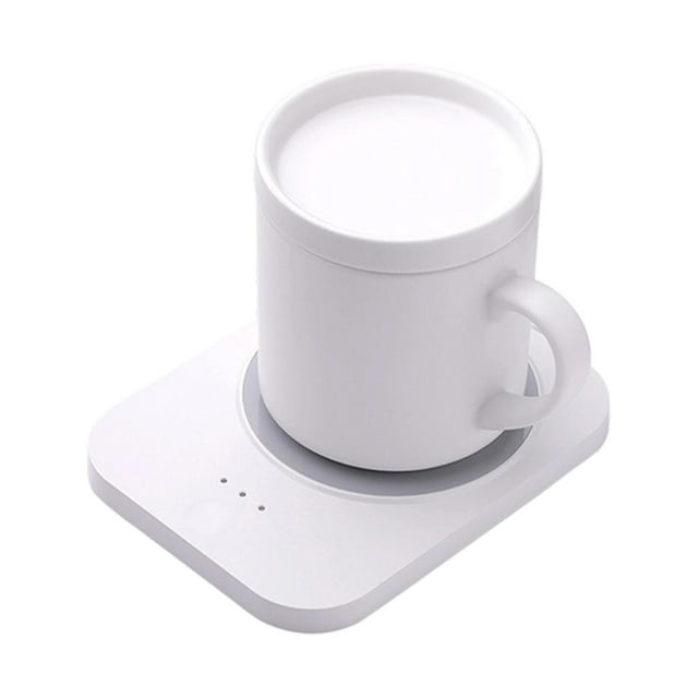 veasfak Chauffe-Tasse Sans Fil Multifonction 55 Degrés Napperon Léger Rapide Blanc