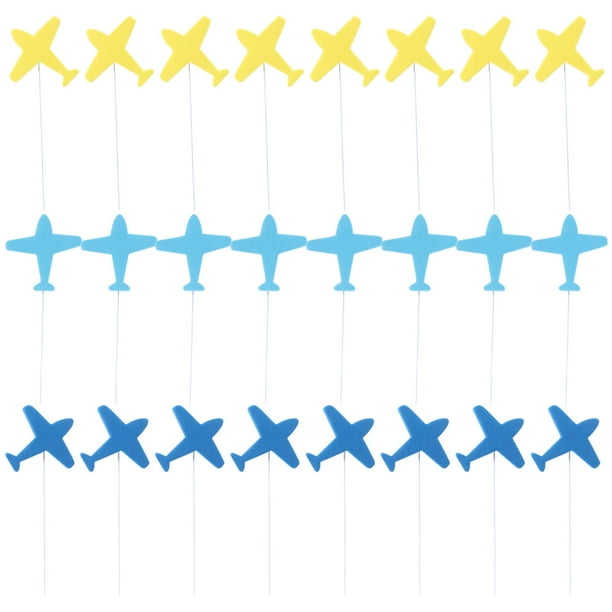 EeaseMX 45 adornos para tartas de cumpleaños con forma de avión, palillos para cupcakes, decoración para tartas
