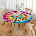 thumbnail image 3 of Rainbow Tie Dye Mandala Pattern Round Fitted Tablecloth with Elastic Edge,Dining Table Cover Waterproof,Outdoor Round Tablecloth for Camping,Dining,Indoor and Outdoor, 3 of 7
