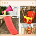 thumbnail image 3 of Outsunny 4-in-1 Kids Wooden Swing Set with Steering Wheel, Polypropylene Red and Natural, 3 of 9