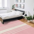 thumbnail image 6 of Area Rugs Indoor Non-Slip Rectangle Rug 5x8 Ft Abstract Modern White Striped Pink Linen Rug Rubber Backing Floor Mats Non Shedding Home Decor Carpet for Entryway Living Room, 6 of 8