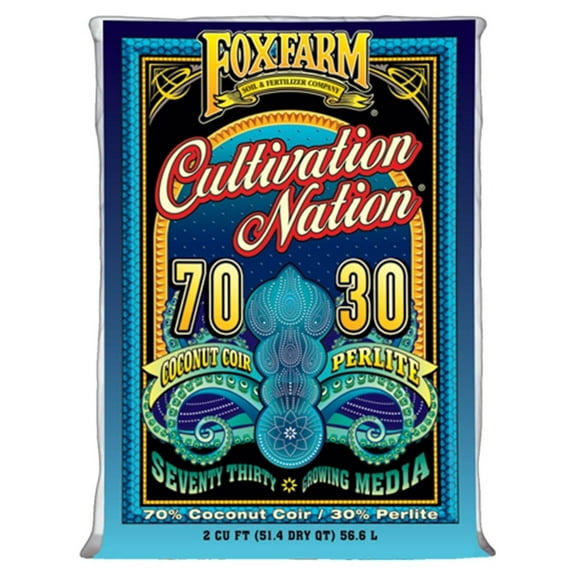 Cultivation Nation 70:30 Growing Media, 2cu ft - Mix of Coconut Coir and Perlite - Provides Aeration and Drainage, Use for Indoor/Outdoor Container Gardens