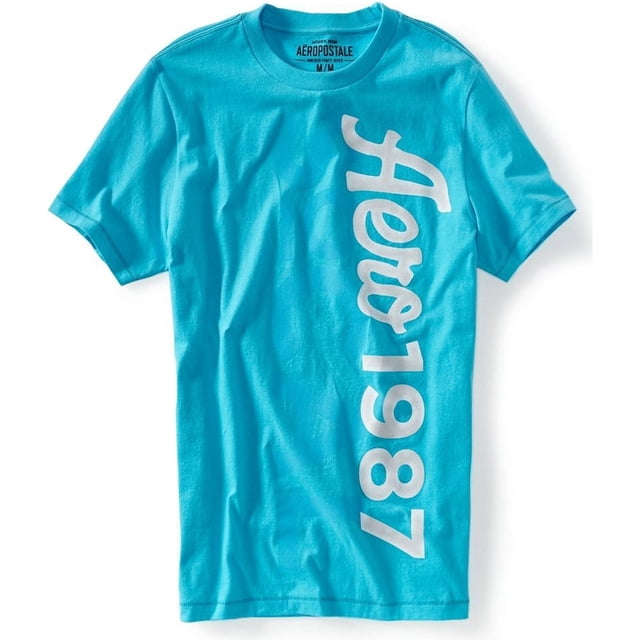 Aeropostale Hombre Puff Paint So-cal Camiseta Gráfica, Azul, Mediano