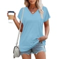 thumbnail image 7 of Rciityk Womens Summer Tops Casual V Neck Short Sleeve T Shirts Solid Color Classic Fits Tees Blouse, Gift for Women, 7 of 7