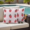 thumbnail image 4 of Strawberry Outdoor Waterproof Pillow Covers, Watercolor Red Pink Summer Fruits Decorative Square Throw Pillowcase Sofa Cushion Sham for Patio/Couch/Chair, 16"x16" 2 Pack, 4 of 8