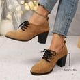 thumbnail image 3 of Xfvqtps Womens Lace Up Ankle Boots Chunky Heel Faux Suede Booties Round Toe Block Heel Shoes Casual Winter Boots Comfortable Heeled Boots, 3 of 9