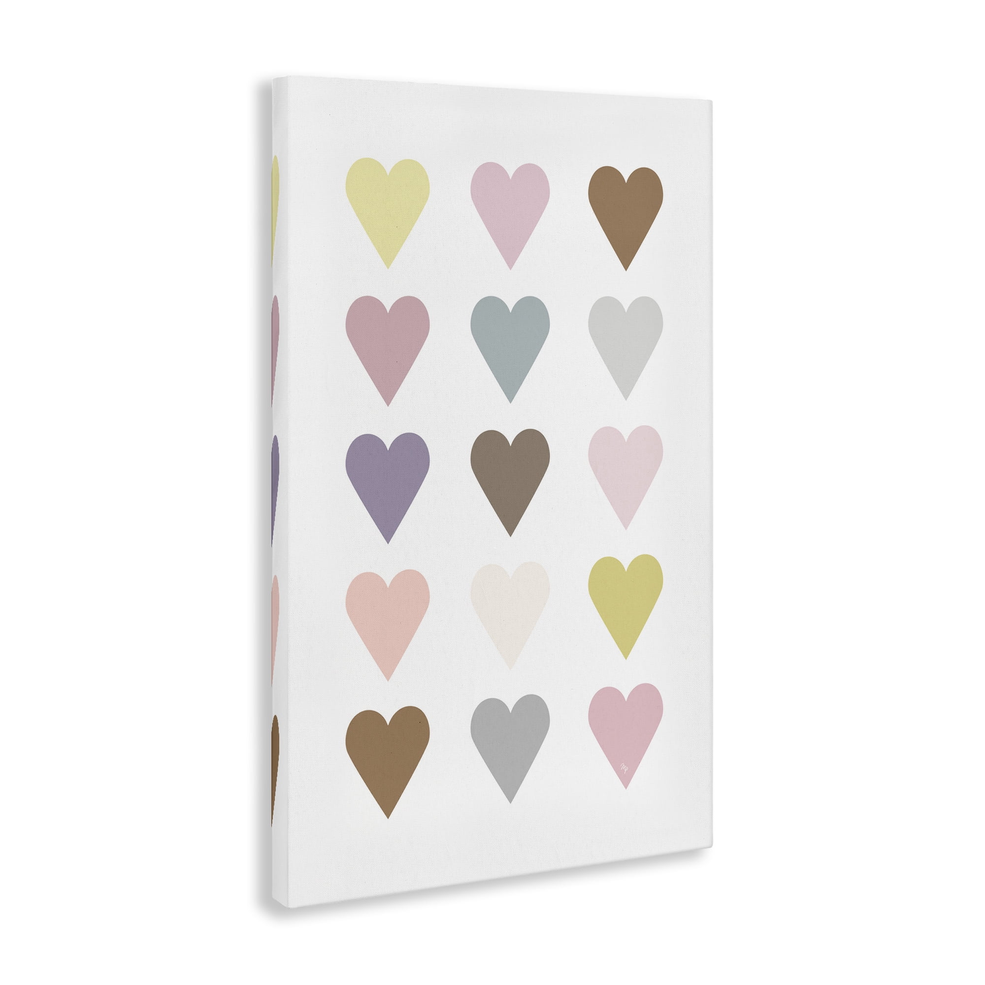 Stupell Industries Soft Pastel Hearts Abstract Painting Gallery Wrapped Canvas Art Print Wall Art, 24 x 36