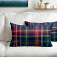 thumbnail image 2 of Christmas Tartan Lumbar Pillow Covers 12x20 Set of 2 Navy Blue Green Red Plaid Print Decorative Outdoor Xmas Throw Pillow Cases Winter Holiday Decoration Farmhouse Sofa Couch Cushion Cover Bed Decor, 2 of 4