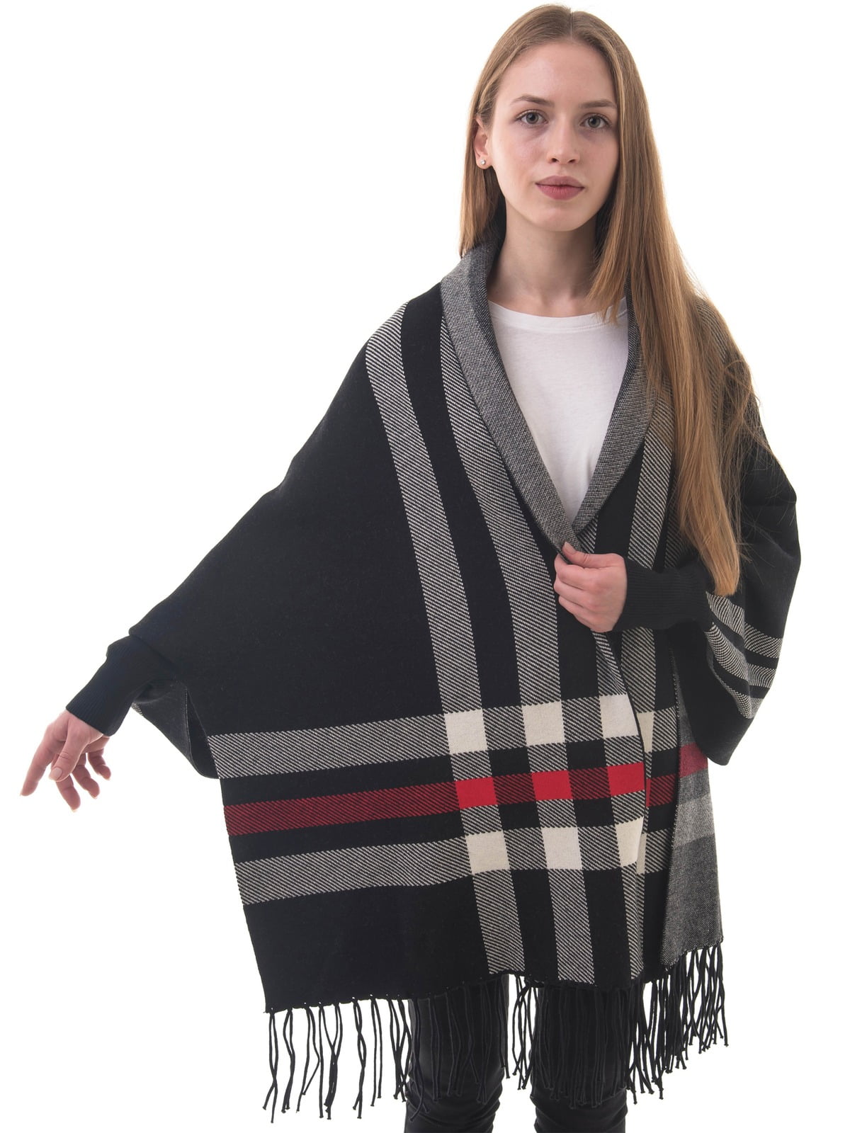 poncho cardigan with sleeves