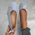thumbnail image 5 of Willtoo Slip On Flats for Women Round Toe Low Cut Rhinestone Floral Shoes Faux Suede Lightweight Shoes Non Slip Rubber Sole Daily Casual Footwear, 5 of 5