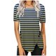 thumbnail image 1 of Blusas de Manga Corta para las Mujeres, Botón Impreso Casual Abajo Cuello Redondo Superior, Tela de Imitación Ligera, 1 of 5
