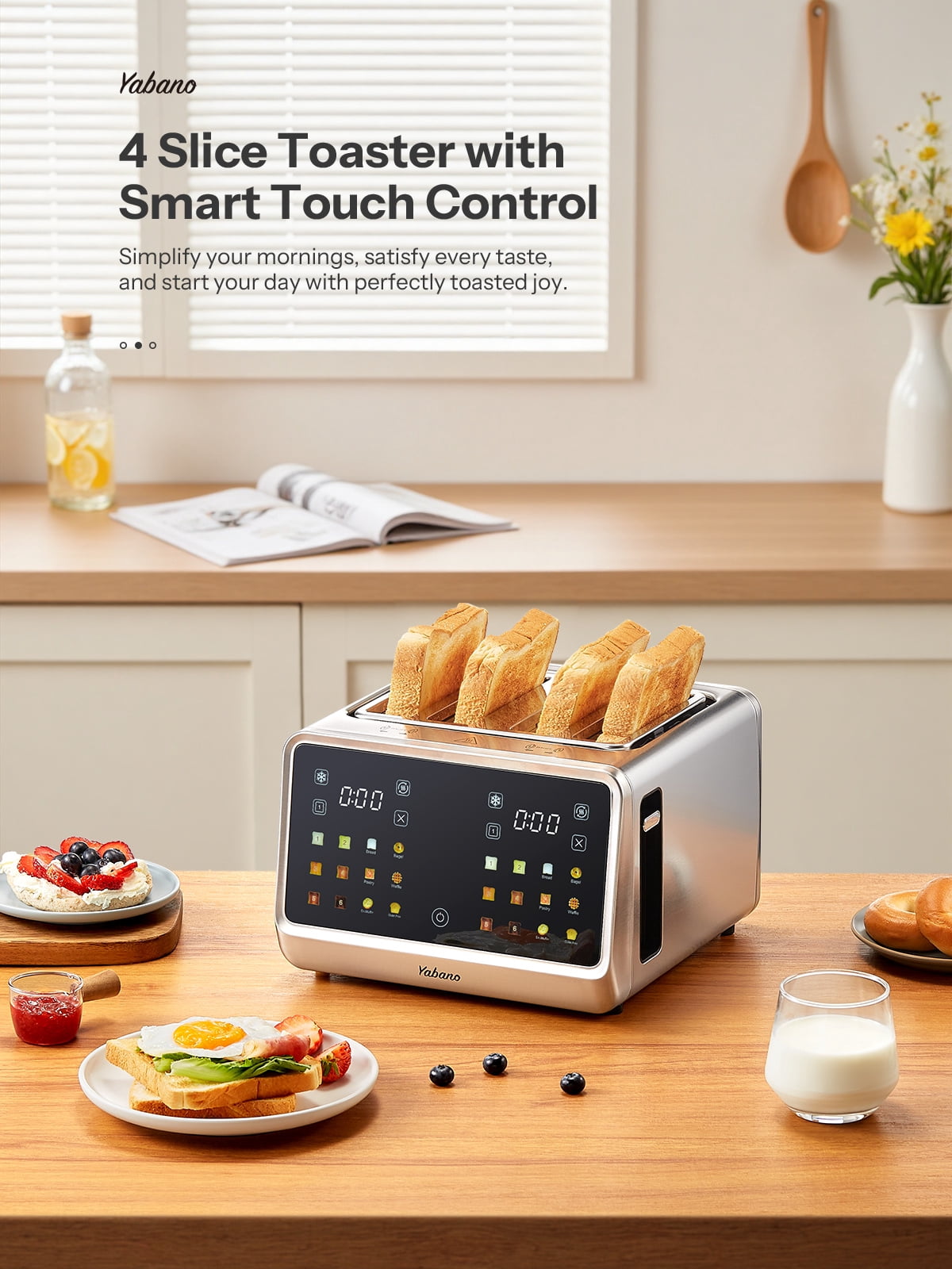 4 Slice Toaster, Touchscreen & Dual Independent Control Panel