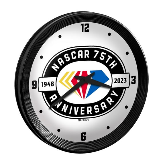 NASCAR 75th Anniversary 15" Ribbed Frame Wall Clock