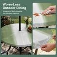 thumbnail image 3 of Round Outdoor Tablecloth with Umbrella Hole and Zipper, Dark Green Striped Fitted Table Cover with Elastic Edge for 55-60 Inch, Green White Ombre Farmhouse Gradient Waterproof Patio Tablecoths, 3 of 9