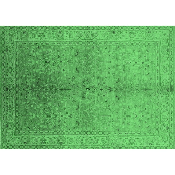 Ahgly Company Indoor Rectangle Oriental Emerald Green Traditional Area Rugs, 2' x 3'