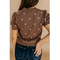 thumbnail image 2 of Chestnut Polka Dot Bubble Short Sleeve Sweater for Women – Casual Summer Style, XL, 2 of 5