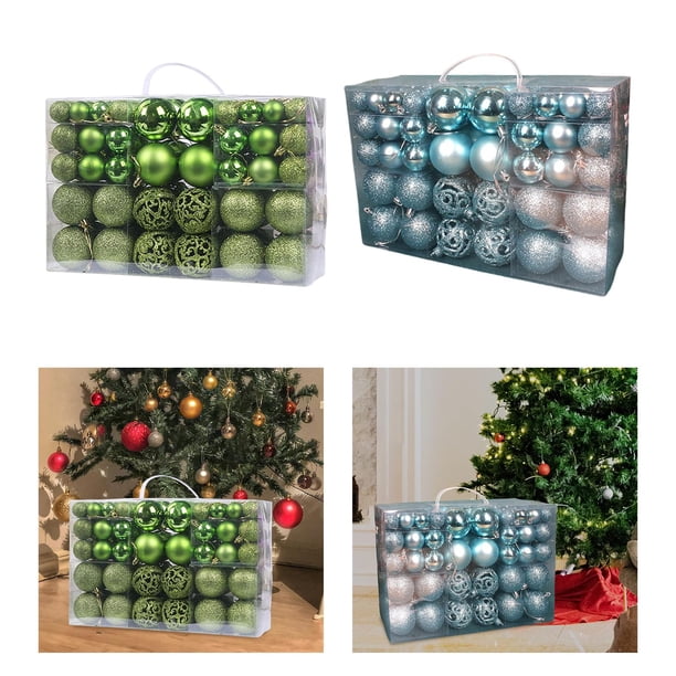 200x Caja de Regalo Perfecl de Bola de Navidad Colgantes Adornos de Vacaciones Azul Claro Verde