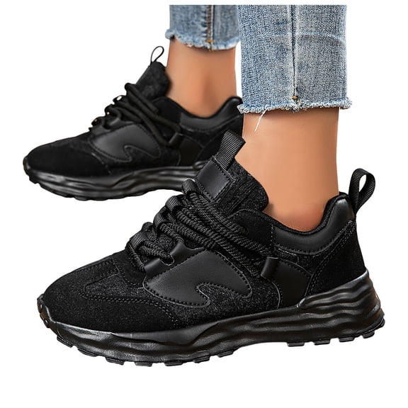 Rokment Womens Mens Basketball Running Shoes 2026 Spring Fall Comforable Unisex Height Increasing Training Nursing Tennis Golf Sneakers Dad Shoes Black Size 6.5
