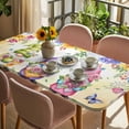 thumbnail image 3 of Spring Floral Table Cloths for 5 Foot Rectangle Tables, Watercolor Gnomes Flowers Butterflies Yellow Patio Waterproof Elastic Fitted Tablecloths, Washable Rectangular Table Cover for Camping, 3 of 8