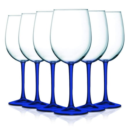 

TableTop King 19 oz Wine Glasses Stemmed Style Cachet Bottom Accent Cobalt Blue Set of 6