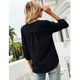 thumbnail image 7 of ZHENWEI Women's 3/4 Sleeve Henley V-Neck Button up Pleated Back Blouses Swiss Dot Blouse Tops Shirts, 7 of 7