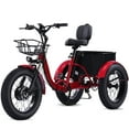 thumbnail image 1 of YEBEI Electric Trike, 7 Speed 3 Wheel Electric Bicycle with 48V 15Ah Lithium Battery, 20" Tires Electric Tricycle for Unisex Adults with Rear Basket Red, 1 of 8