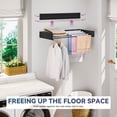 thumbnail image 3 of Clothes Drying Rack, KK KINGRACK Wall Mounted Drying Rack, Retractable Folding Laundry Rack, 5 Staggered Hanging Rods, Black, 3 of 9