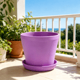 thumbnail image 4 of TUITOONM Mini Plastic Flower Pots with Saucers 4-Inch Colorful Meaty Planters for Home & Office Small Modern Decor with Drainage Holes, 4 of 5
