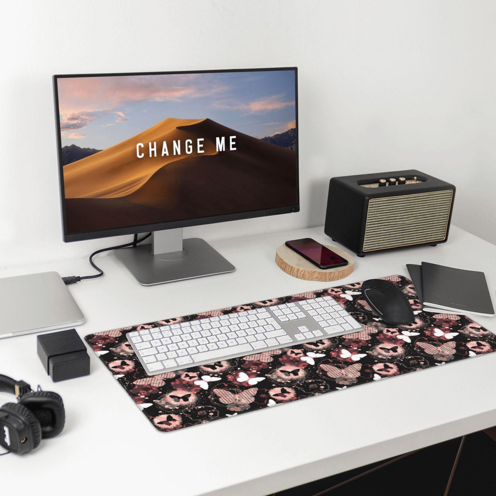 Rateoe Butterflies1 Print Mouse Pad - Extended Large Gaming Mousepad,Non-Slip Stitched Edge,16x29.5 Inch