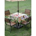 thumbnail image 4 of Outdoor Tablecloths with Umbrella Hole & Zipper, Tulips Spring Floral 54x54 Inch Square Tablecloths, Flowers Butterfly Plaid Pastoral Waterproof Table Cloth, Patio/Pool/Picnic Table Covers, 4 of 8