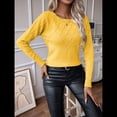 thumbnail image 4 of Suéteres de Cuello Redondo, Larga, Ligeros, Holgados y de Punto para Mujer, Estilo Informal, A , para Otoño Amarillo L, 4 of 8