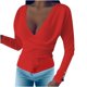 thumbnail image 1 of Moda para mujer Sexy Casual Sólido Cuello en V Tejido diario Camisa de vacaciones Blusa Tops Pompotops gfhjh23039, 1 of 5