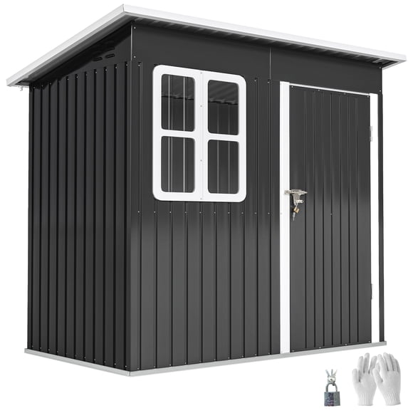 Outsunny 7' x 4' Metal Outdoor Storage Shed with Window, Lockable Door