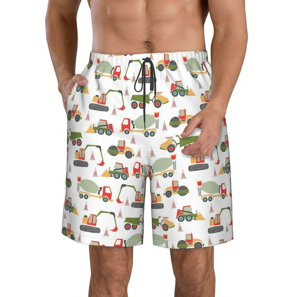 Fotbe Excavator Trajes de Baño Estampados para Hombre, Shorts de Verano de Secado Rápido, Ropa de Playa, Bañadores-Large