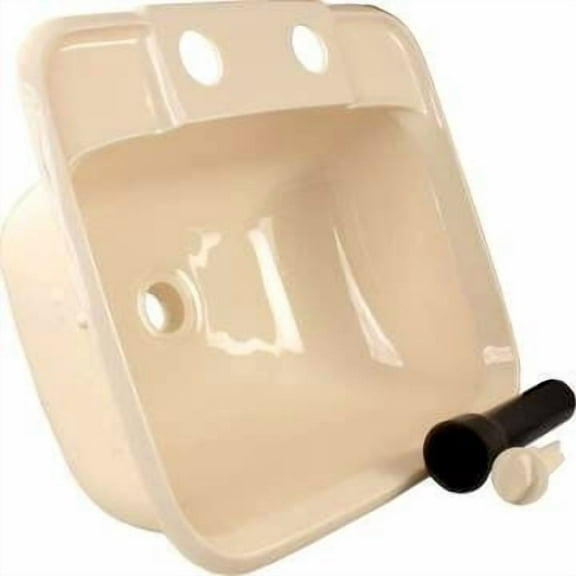 JR Products 95361 Molded Plastic Lavatory Sink - Parchment