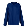 thumbnail image 5 of WEAIXIMIUNG Sweatshirt Women Plus Size Solid Color V Neck Long Sleeved Hoodless Sweatshirt for Women, 5 of 5