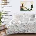 thumbnail image 3 of 3 Piece Grey Brown Botanical Duvet Cover Set Queen Size, Microfiber Comforter/Quilt Cover with Corner Ties and 2 Pillowcases, Summer Leaf Watercolor All Season Soft Bedding with Zipper Closure, 3 of 8
