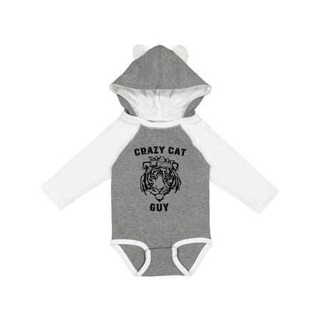 

Inktastic Crazy Cat Guy Tiger with Crown Gift Baby Boy or Baby Girl Long Sleeve Bodysuit